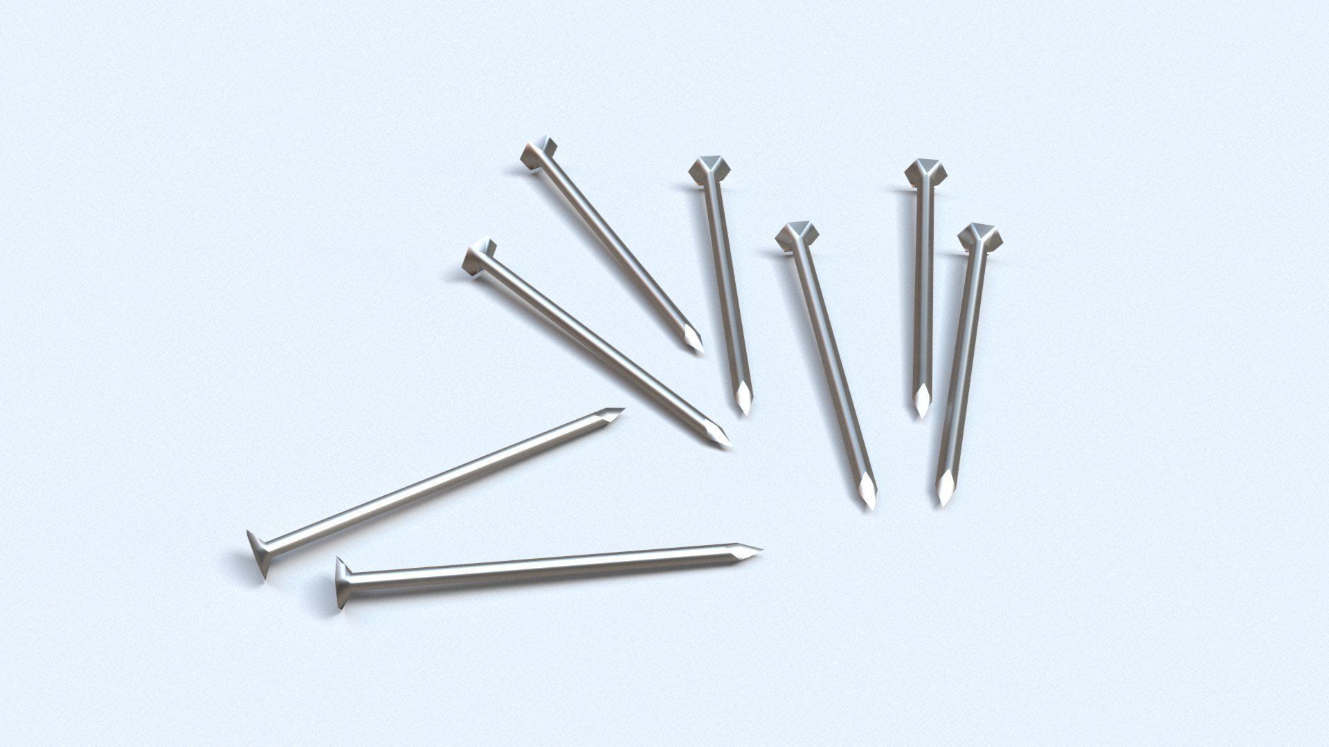 Worker tool set - Hammer Nails Tape Measure Low-poly 3D model_7