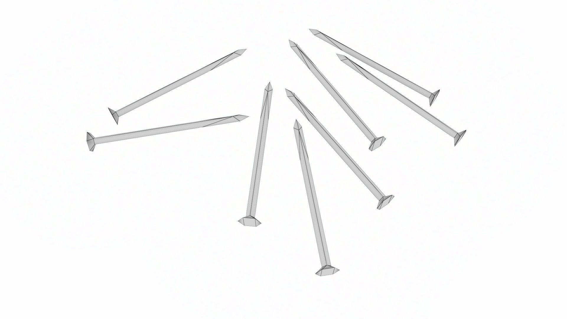 Worker tool set - Hammer Nails Tape Measure Low-poly 3D model_29