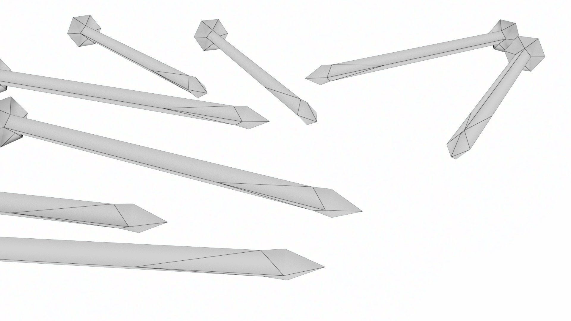 Worker tool set - Hammer Nails Tape Measure Low-poly 3D model_30