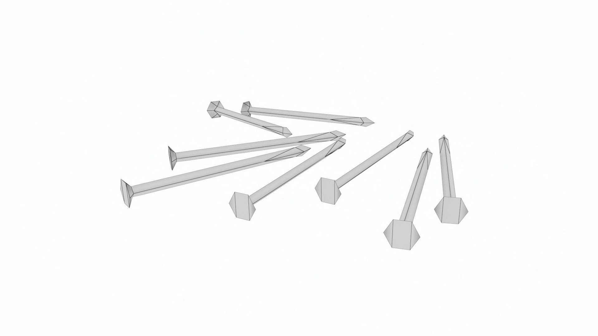 Worker tool set - Hammer Nails Tape Measure Low-poly 3D model_28