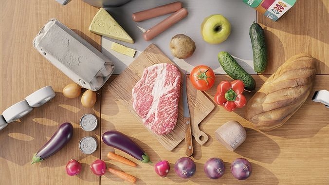 Food Pack Low-poly 3D model