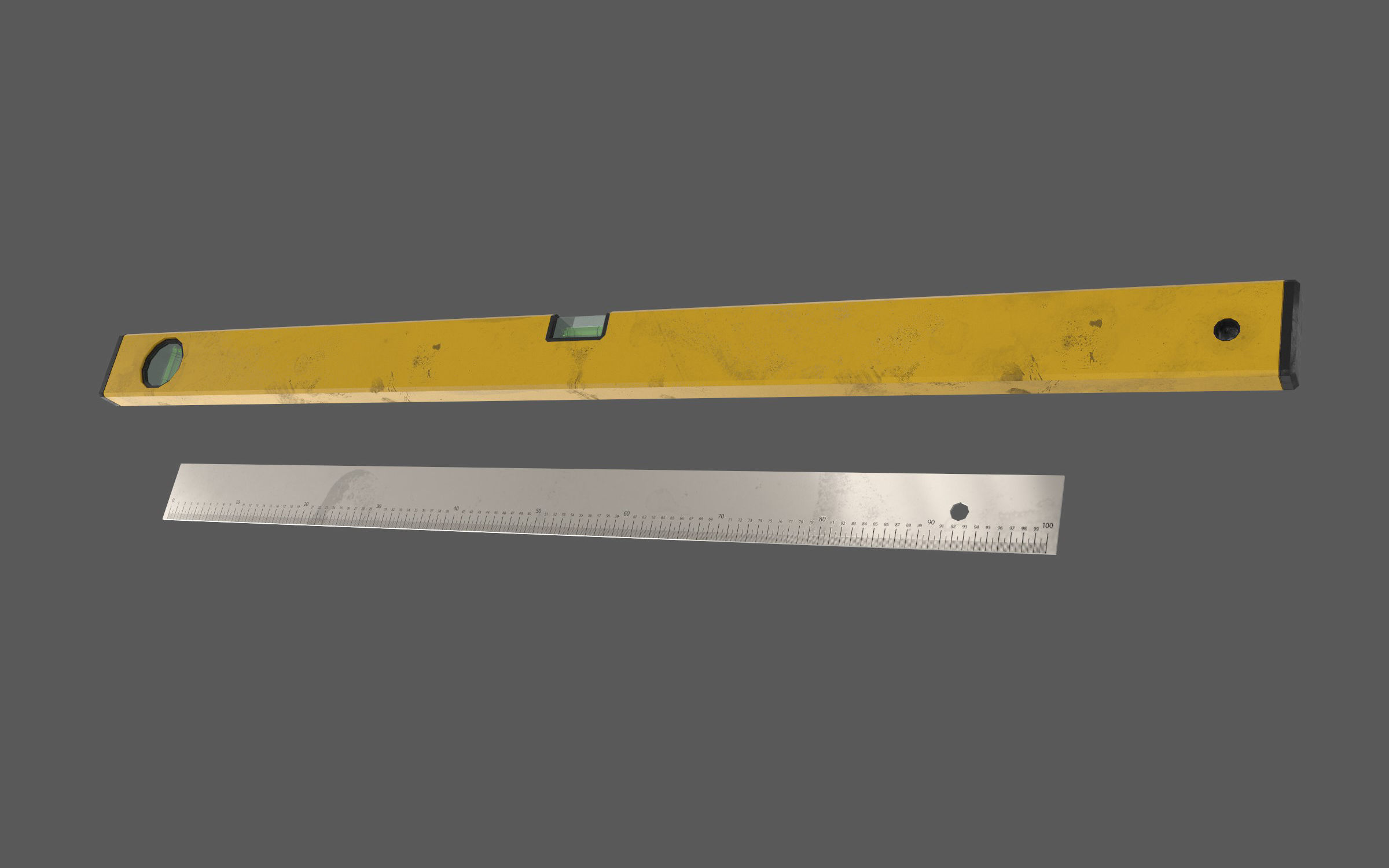 spirit level ruler Low-poly 3D model_1