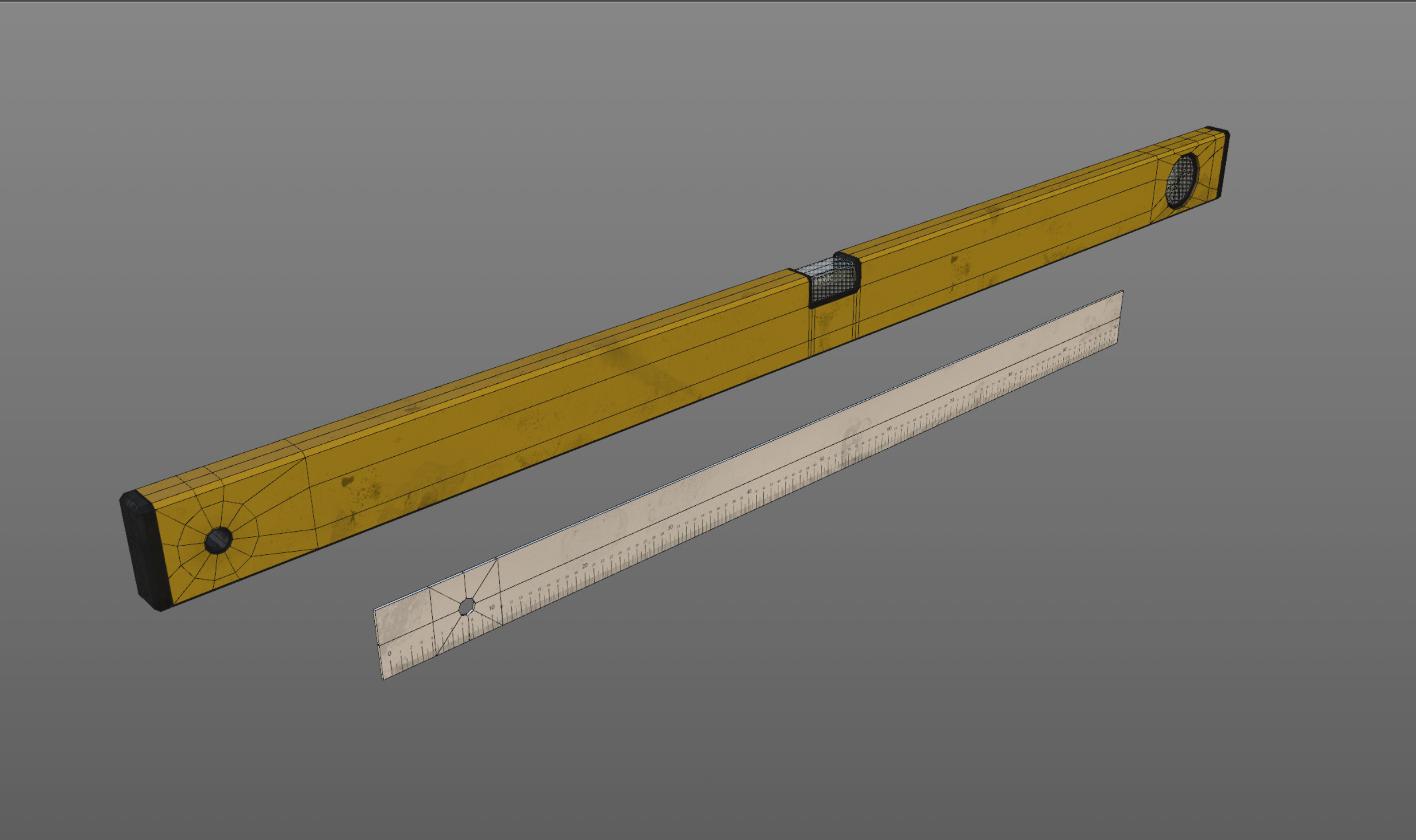 spirit level ruler Low-poly 3D model_5