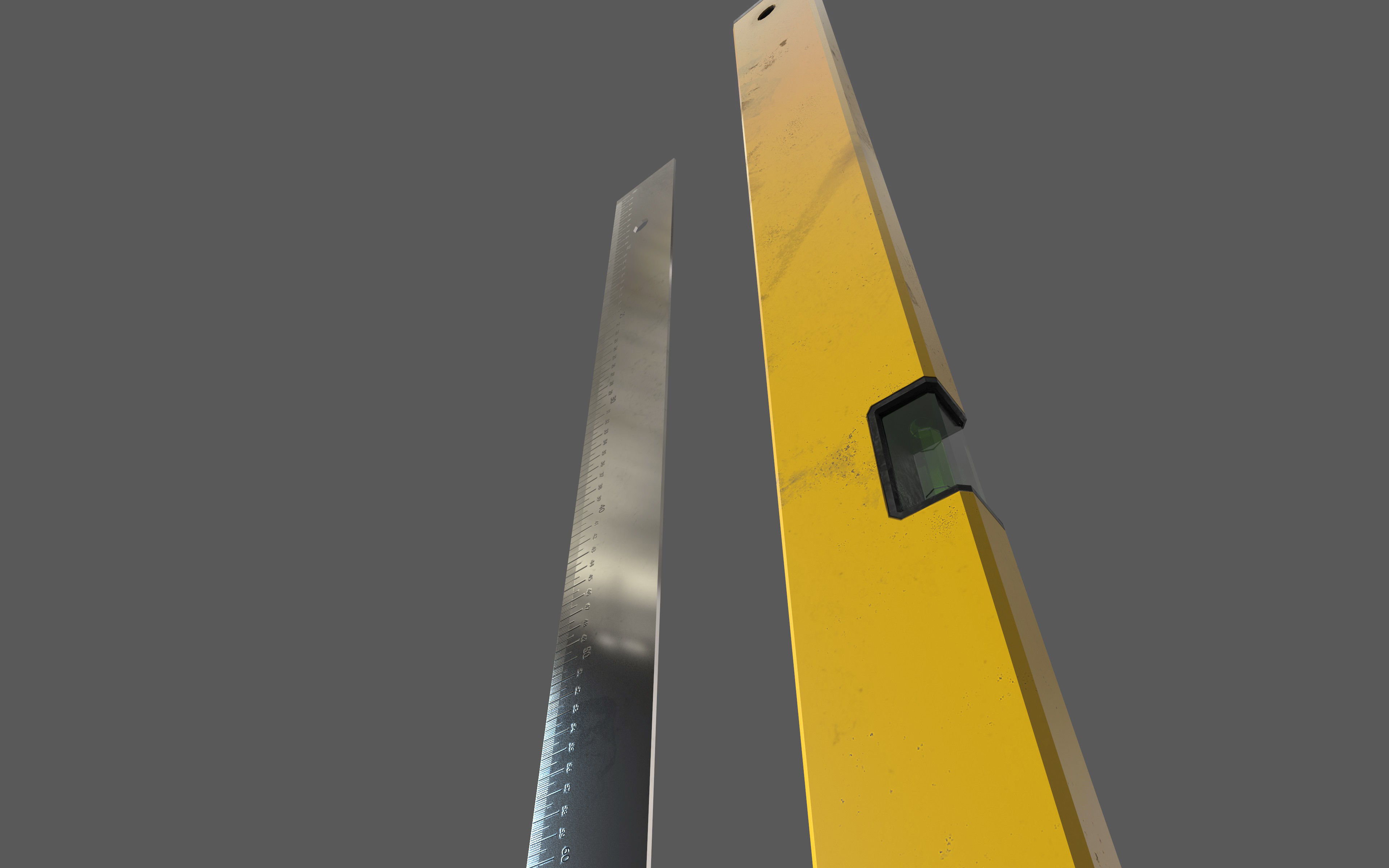spirit level ruler Low-poly 3D model_3