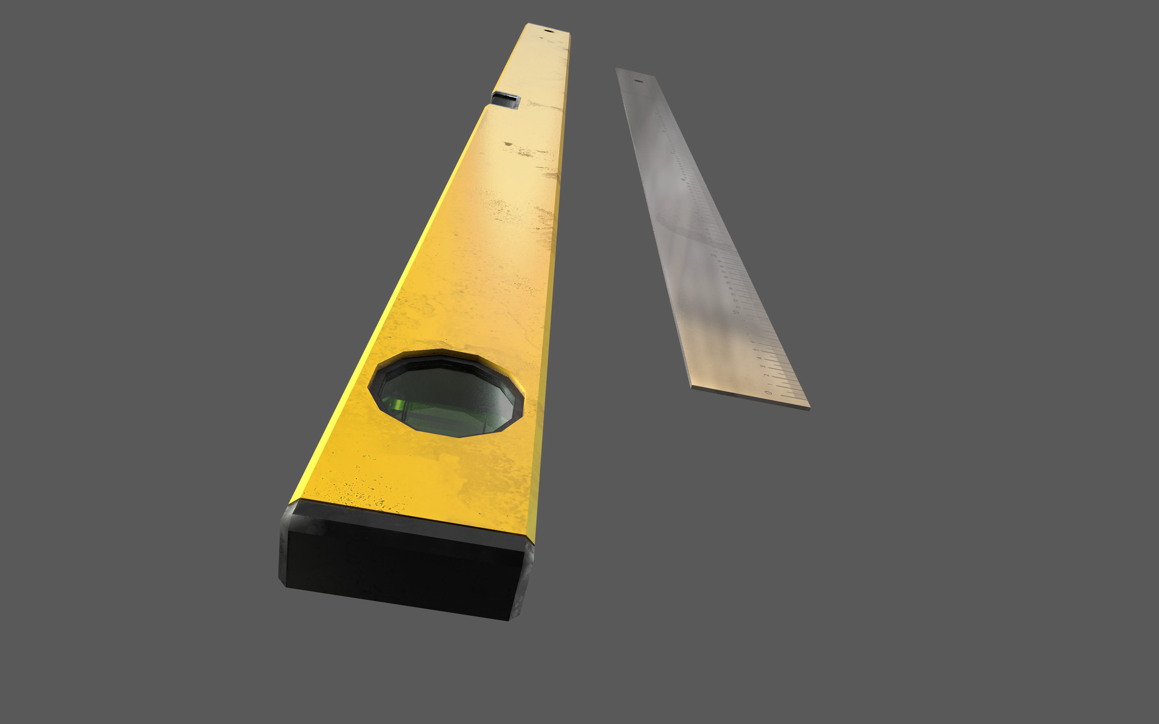 spirit level ruler Low-poly 3D model_2