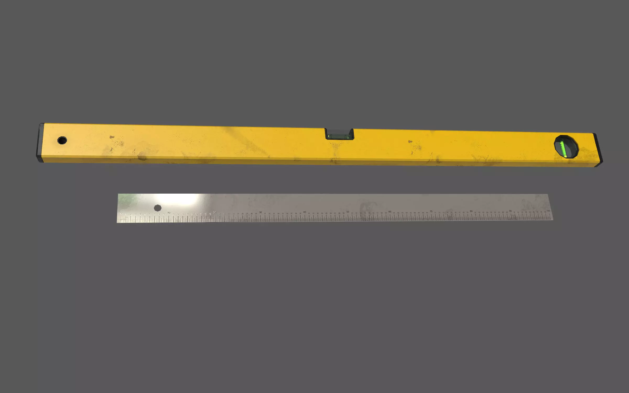 spirit level ruler Low-poly 3D model_0