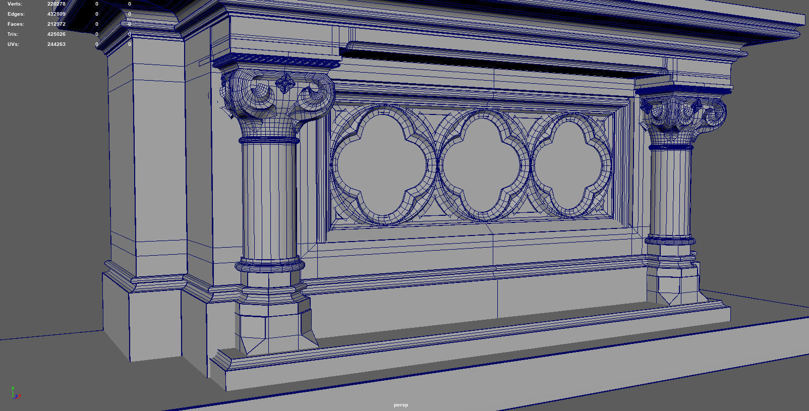 Gothic Wooden Altar 3D model_5