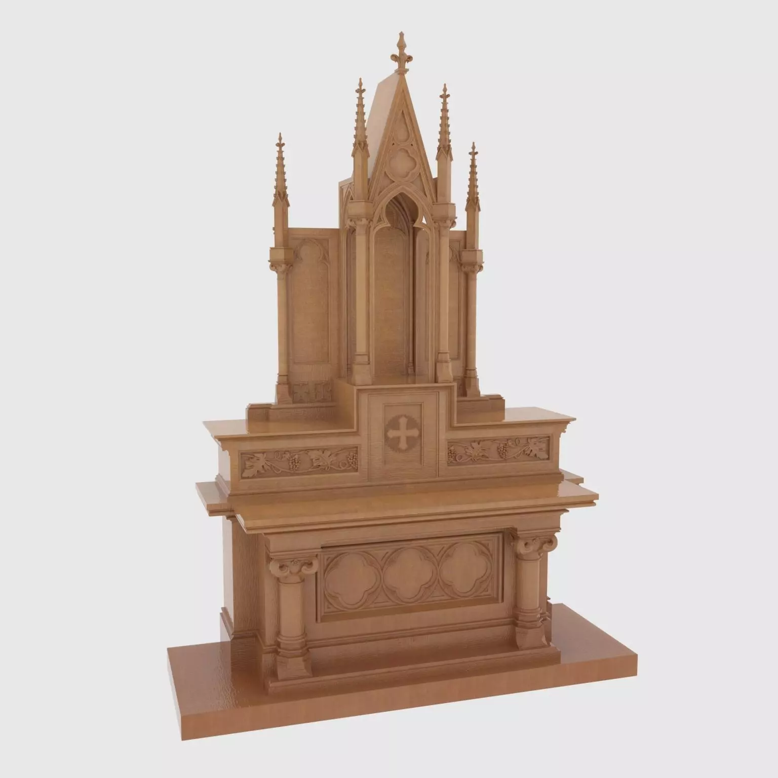 Gothic Wooden Altar 3D model_0