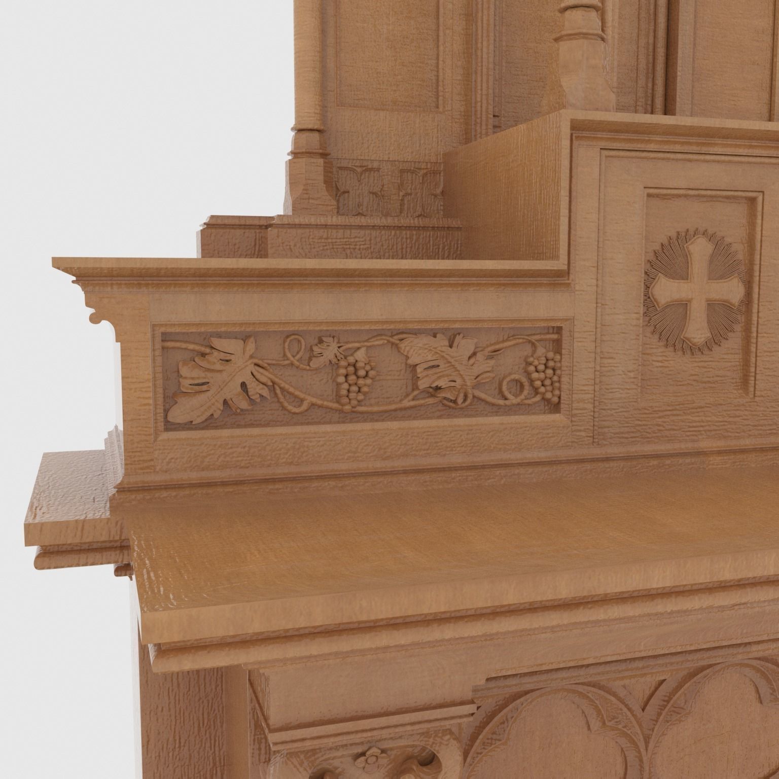Gothic Wooden Altar 3D model_1