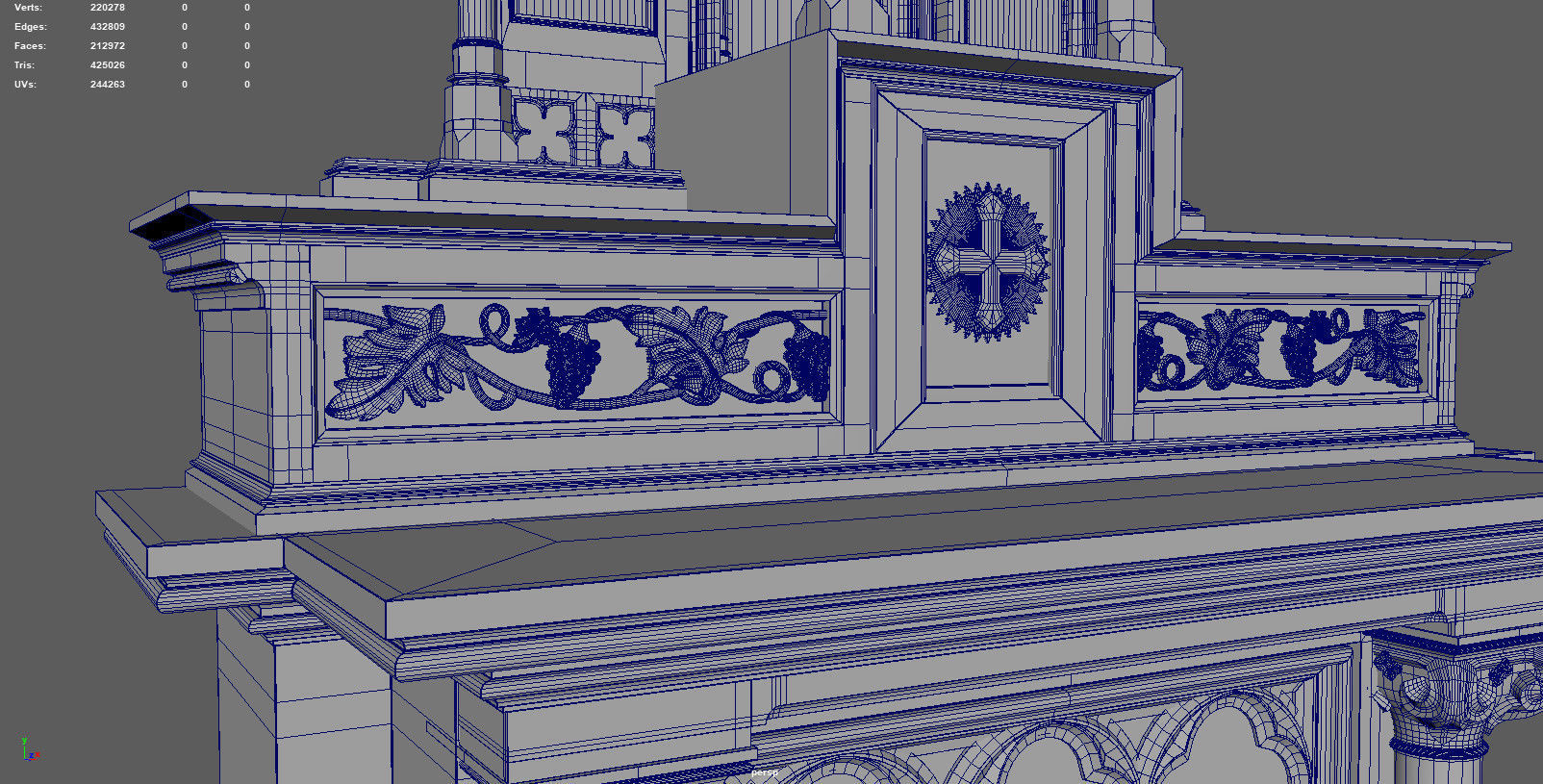 Gothic Wooden Altar 3D model_4