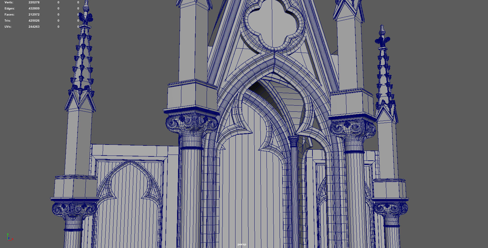 Gothic Wooden Altar 3D model_6