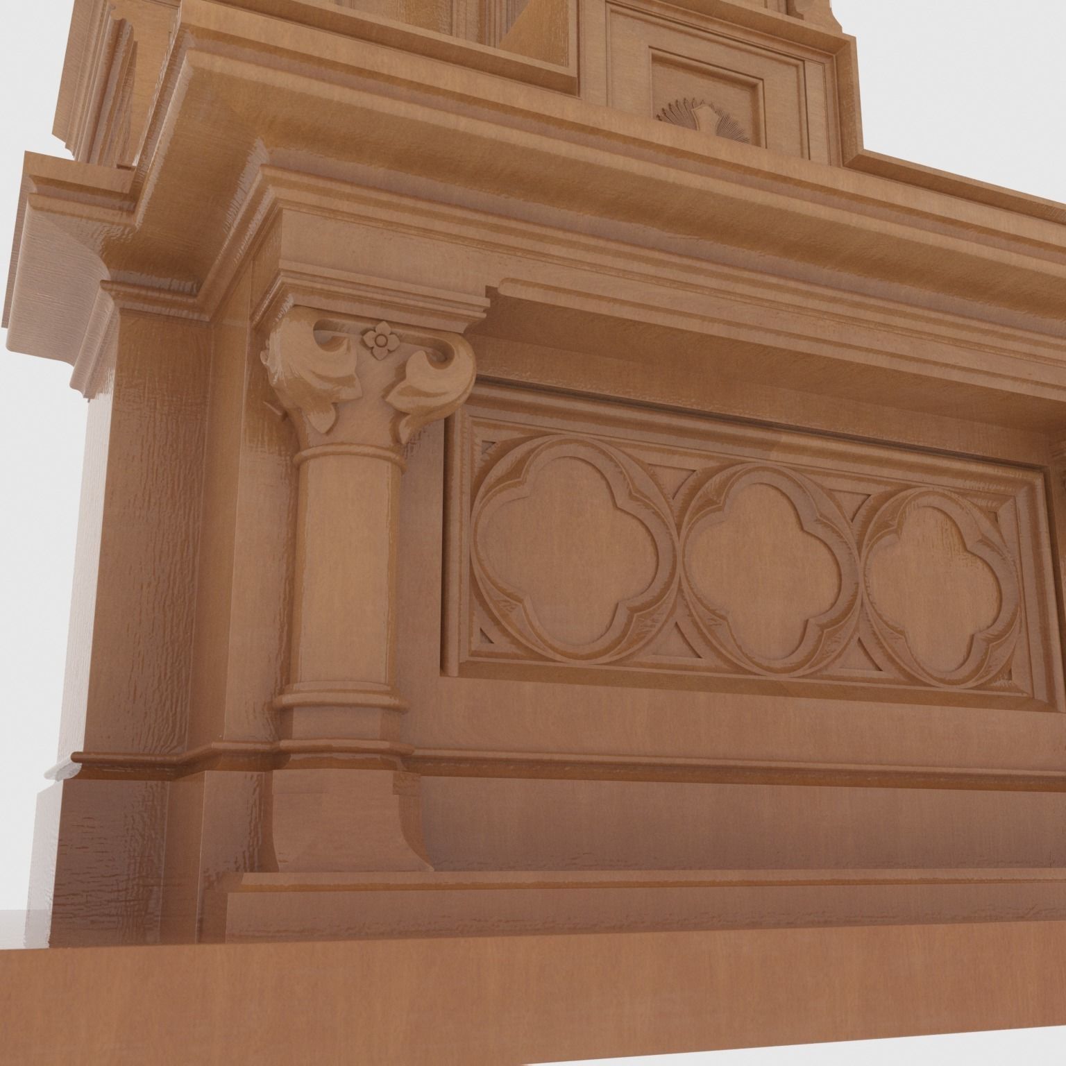 Gothic Wooden Altar 3D model_3