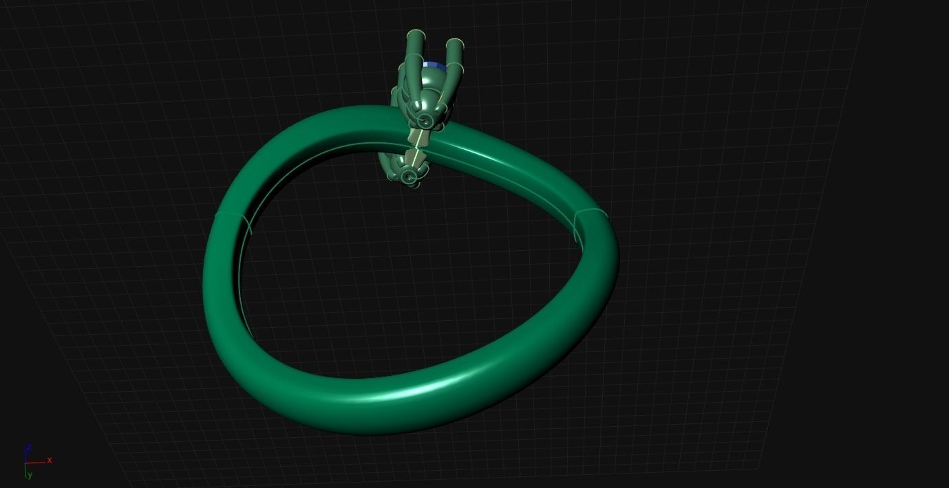  ring engagement contrarie 2 diamond multi stones 3D print model 3D print model_4