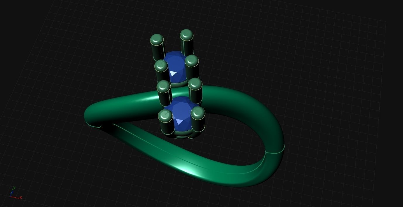  ring engagement contrarie 2 diamond multi stones 3D print model 3D print model_5