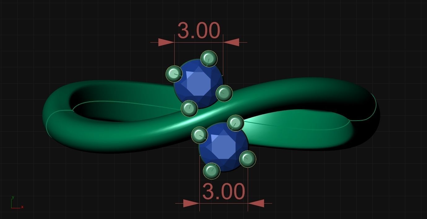  ring engagement contrarie 2 diamond multi stones 3D print model 3D print model_6