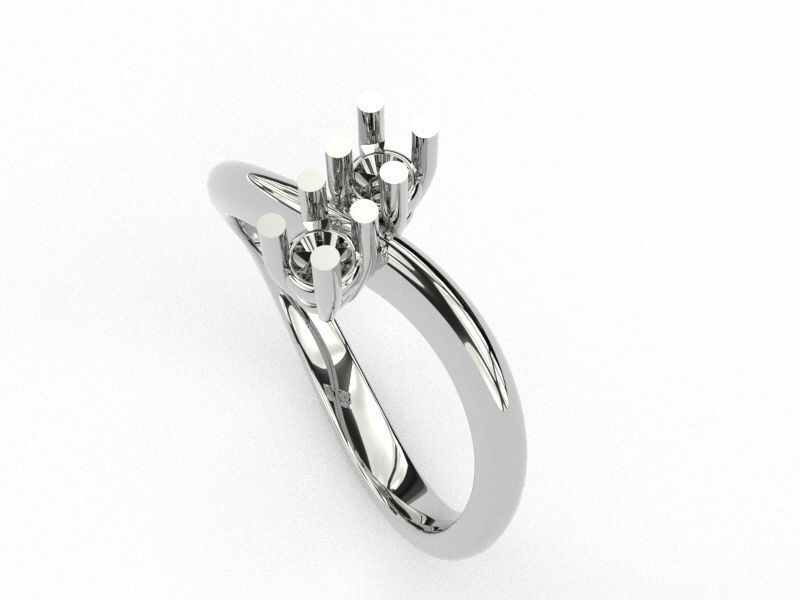  ring engagement contrarie 2 diamond multi stones 3D print model 3D print model_9