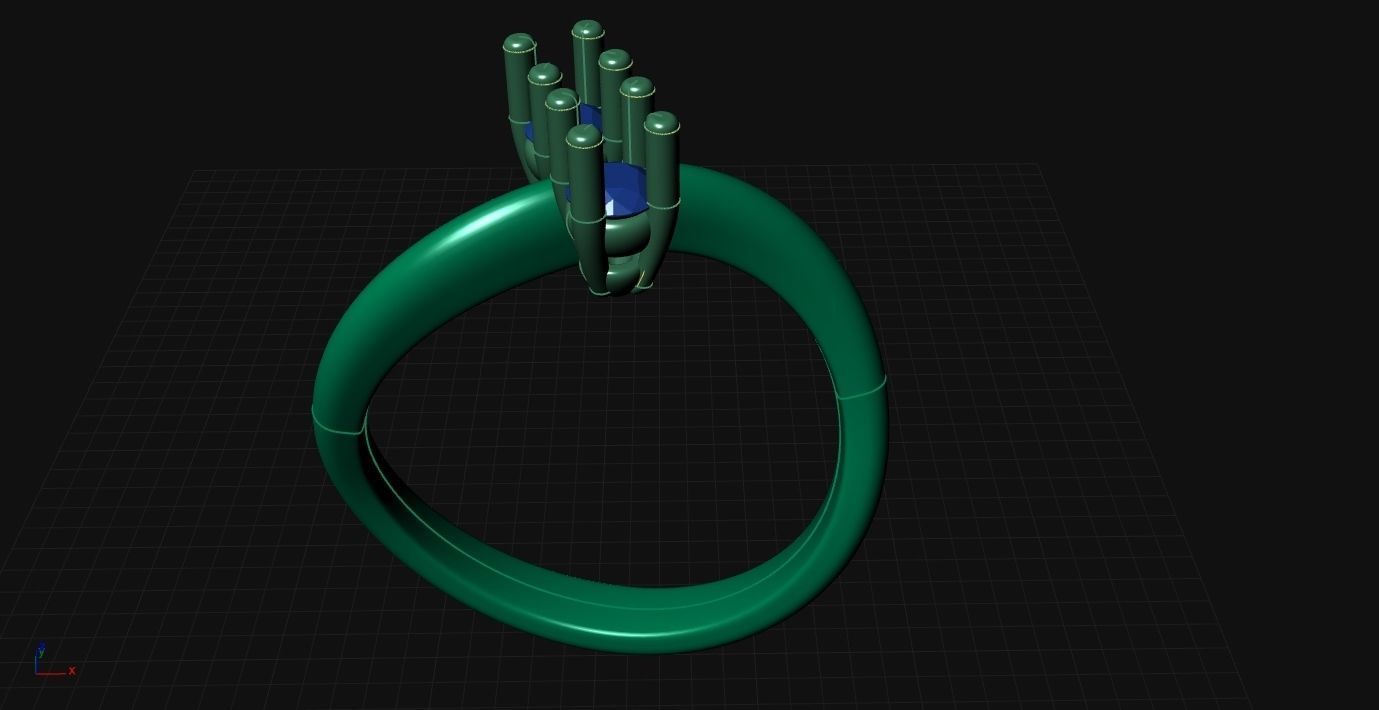  ring engagement contrarie 2 diamond multi stones 3D print model 3D print model_3