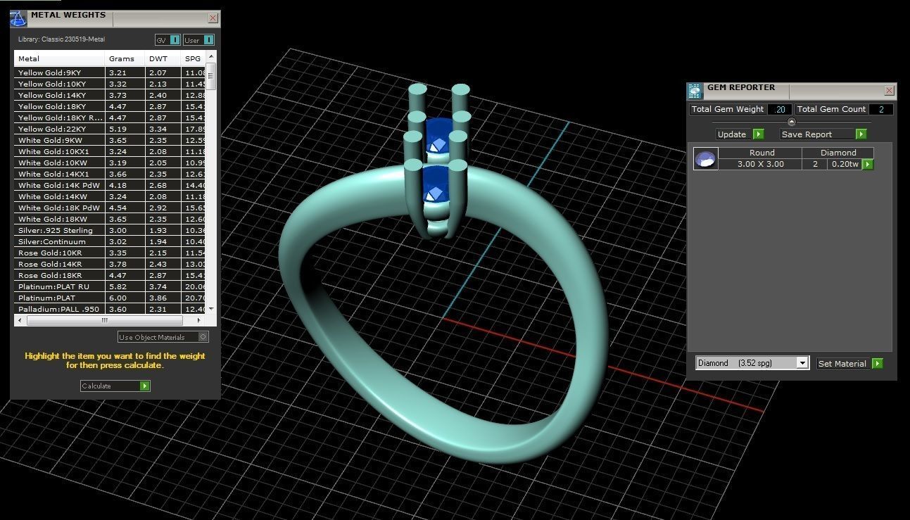  ring engagement contrarie 2 diamond multi stones 3D print model 3D print model_7