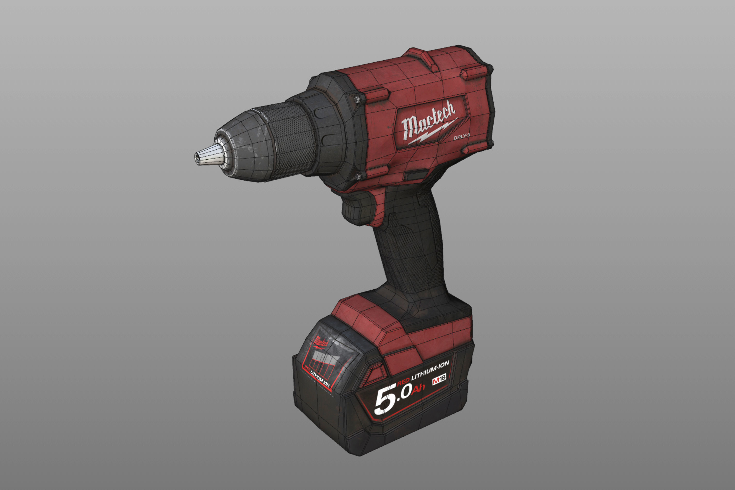 cordless screwdriver Low-poly 3D model_5