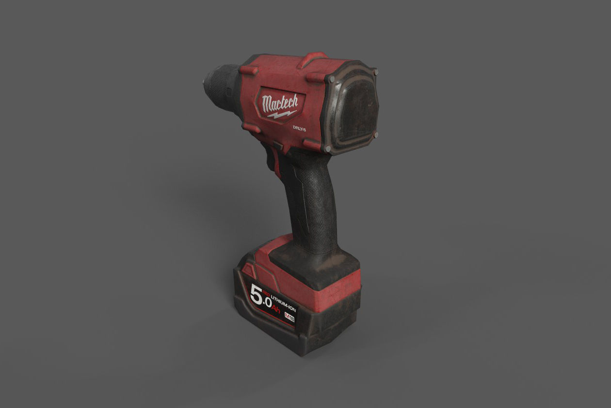 cordless screwdriver Low-poly 3D model_4