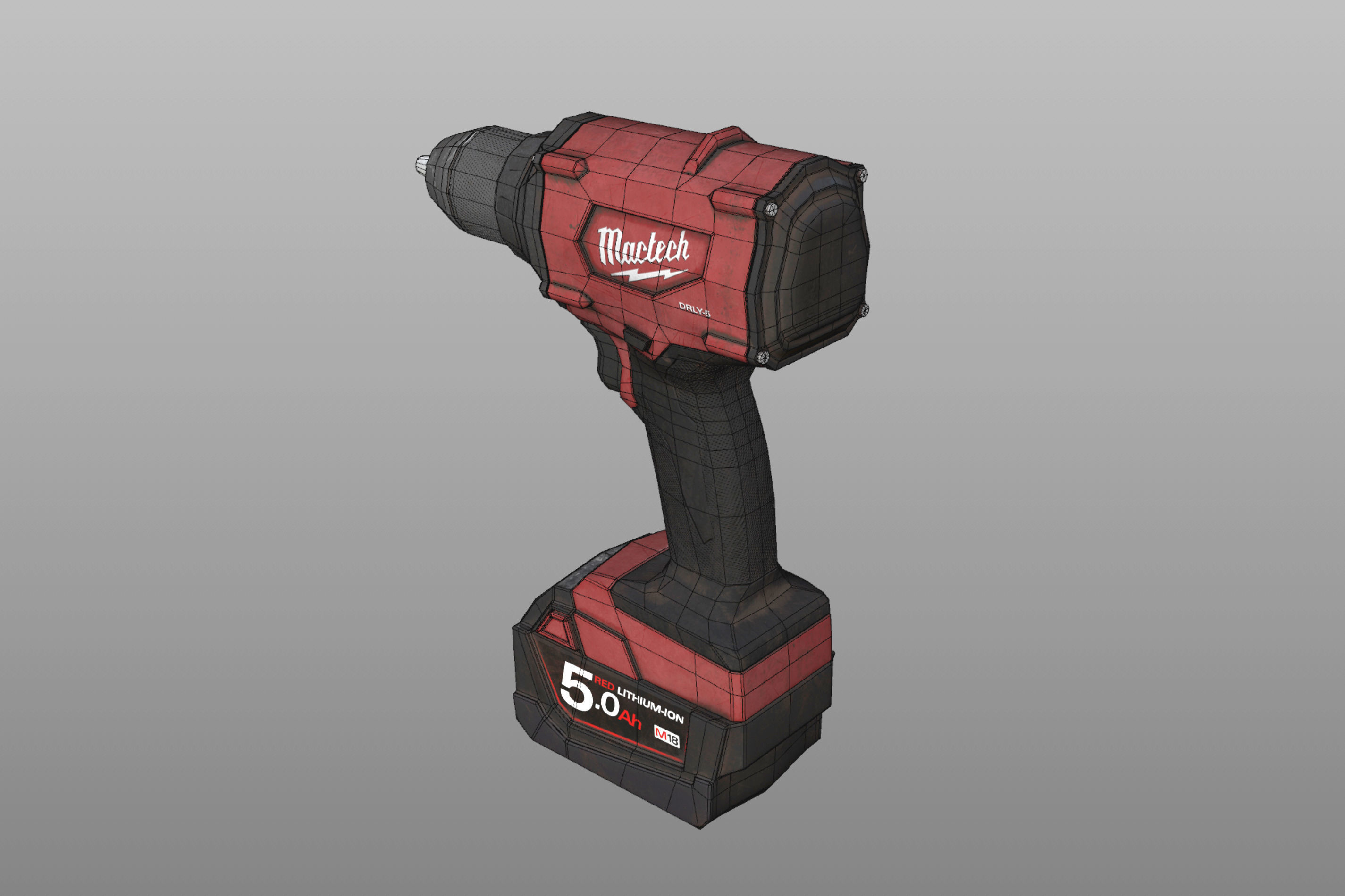 cordless screwdriver Low-poly 3D model_6