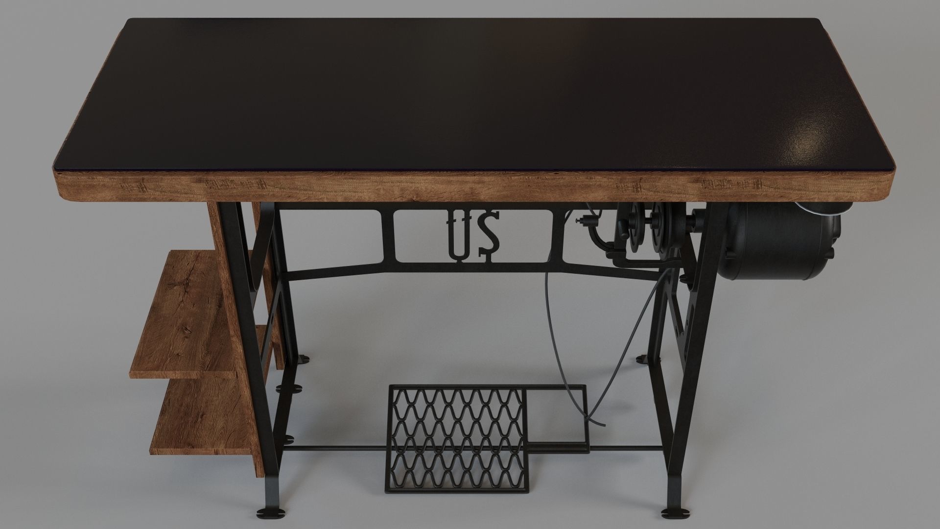 Sewing Machine Desk 3D model_2