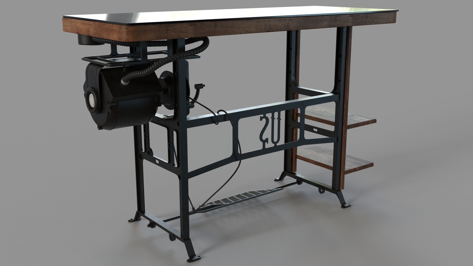 Sewing Machine Desk 3D model_4