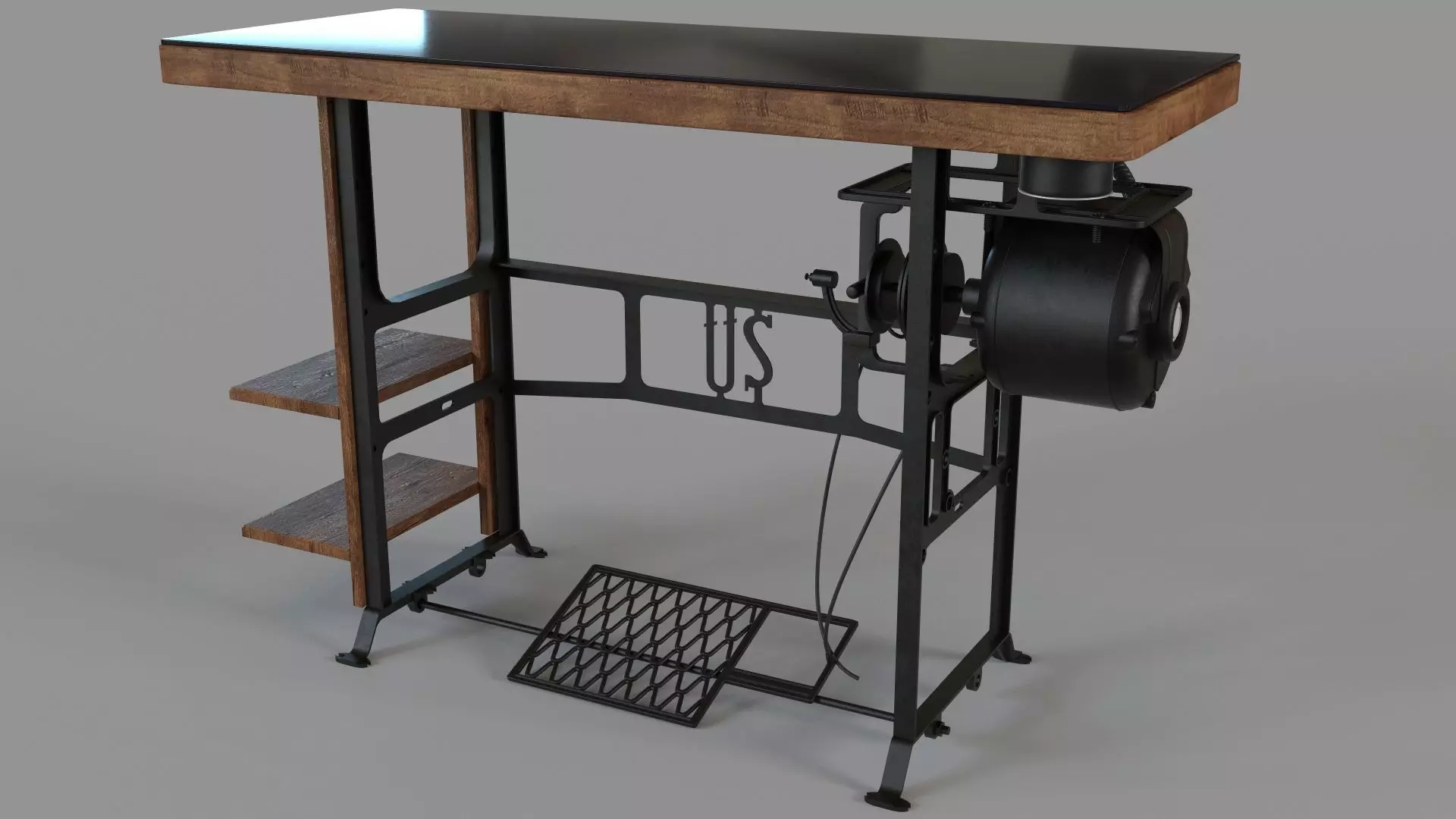 Sewing Machine Desk 3D model_0