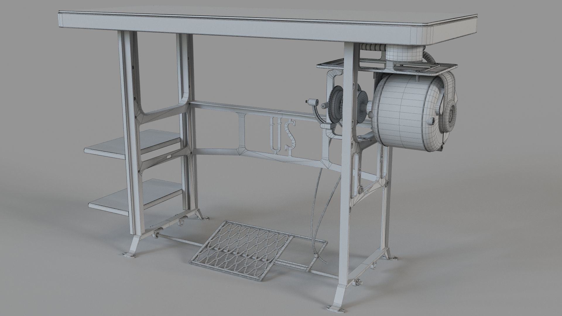 Sewing Machine Desk 3D model_6