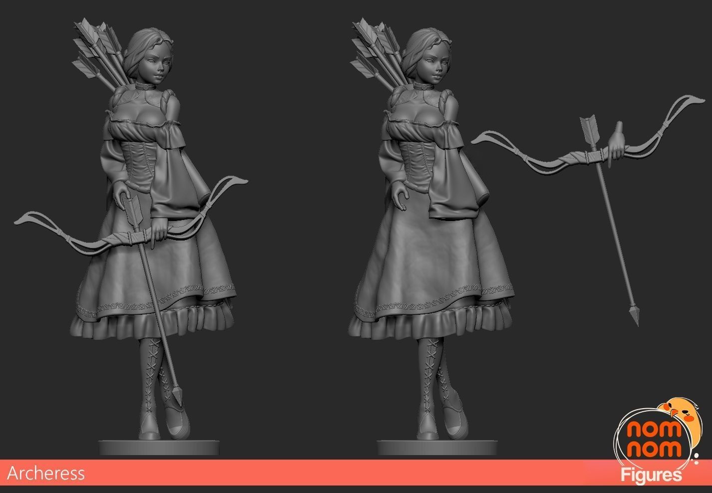 Archeress statue of woman holding arrow 3D print model_3