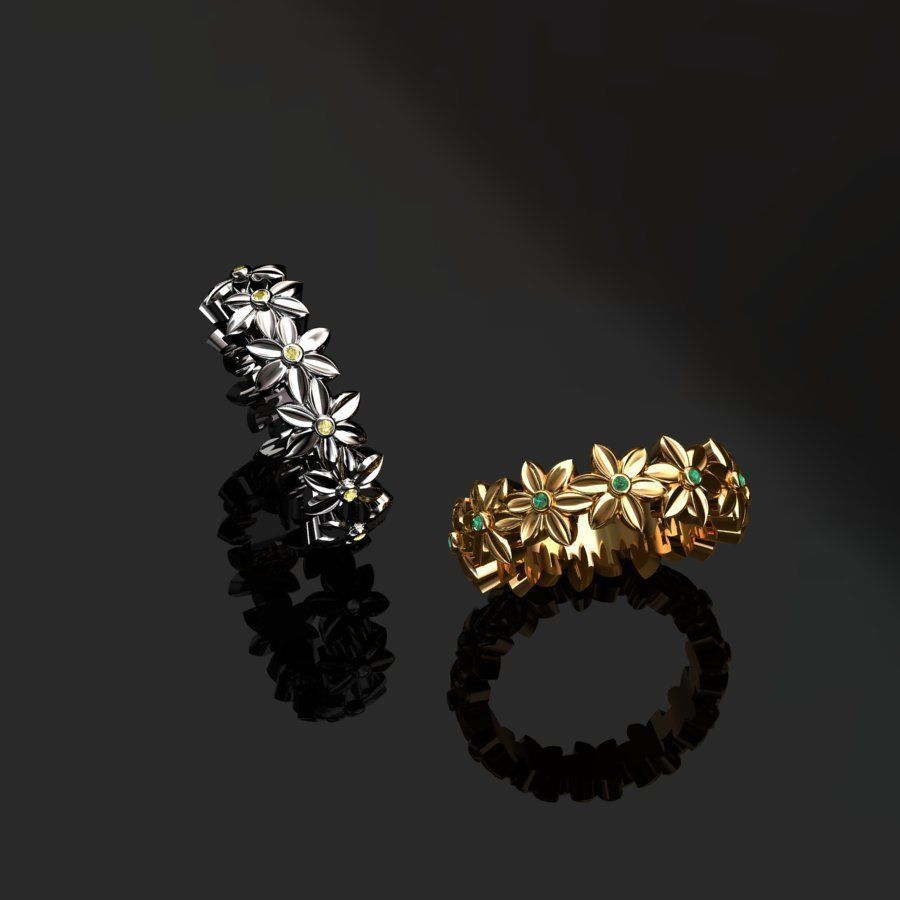 Rings flower ring 3D print model_8