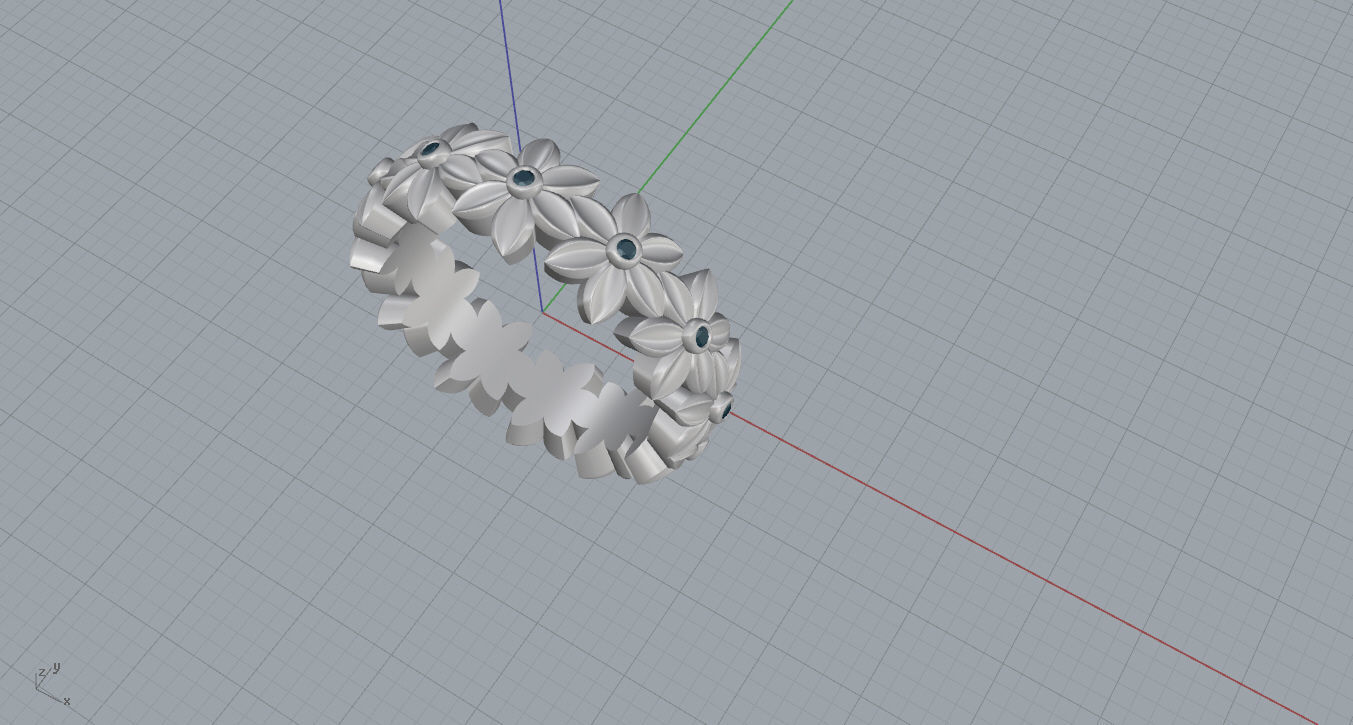 Rings flower ring 3D print model_11