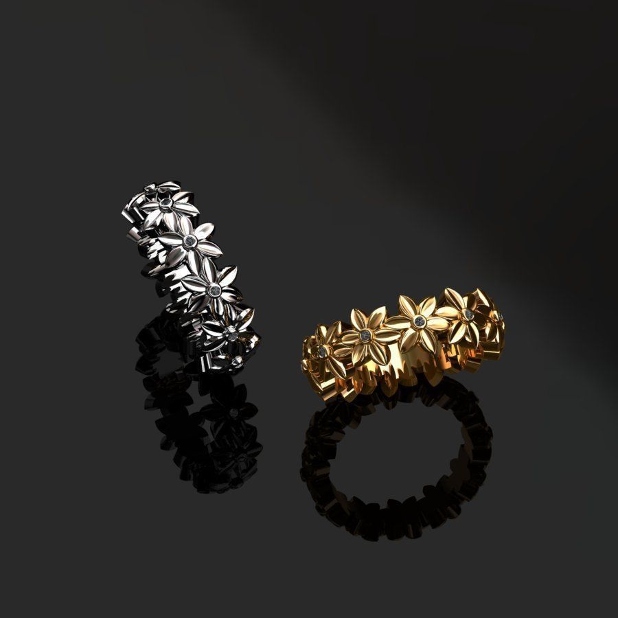 Rings flower ring 3D print model_2