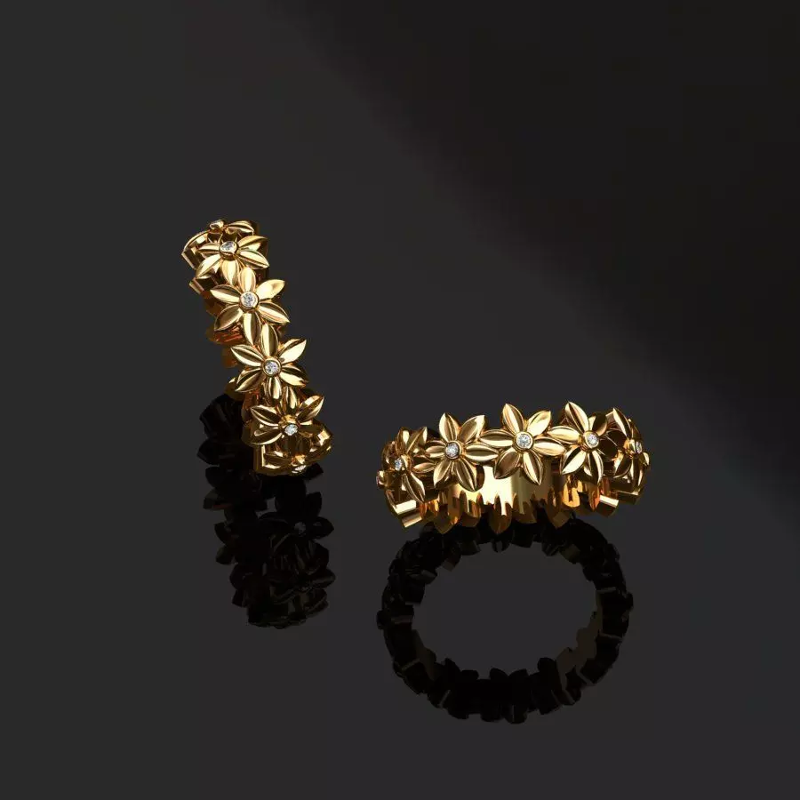 Rings flower ring 3D print model_0