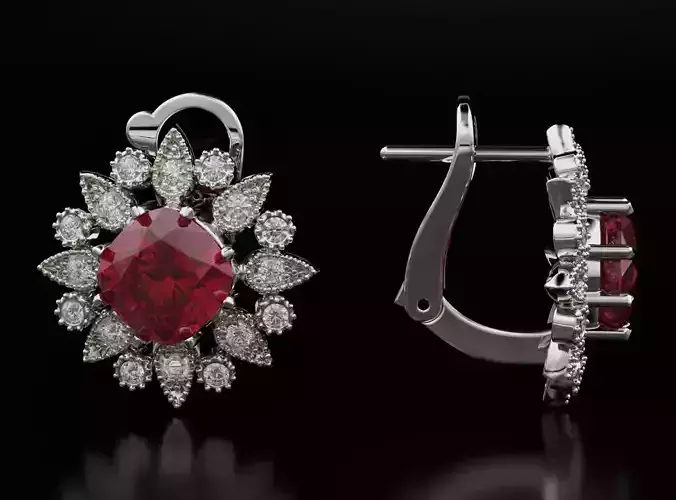 Stylish earrings with leaves 617