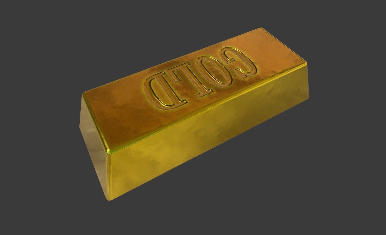 Gold Bar PBR game ready asset Low-poly 3D model_5