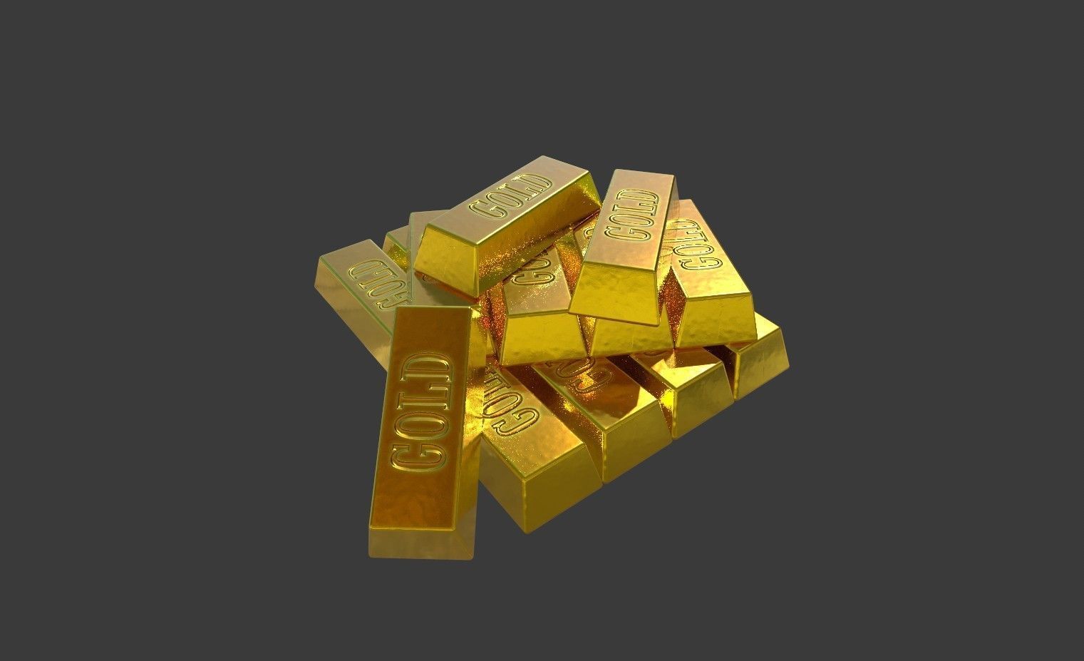Gold Bar PBR game ready asset Low-poly 3D model_4