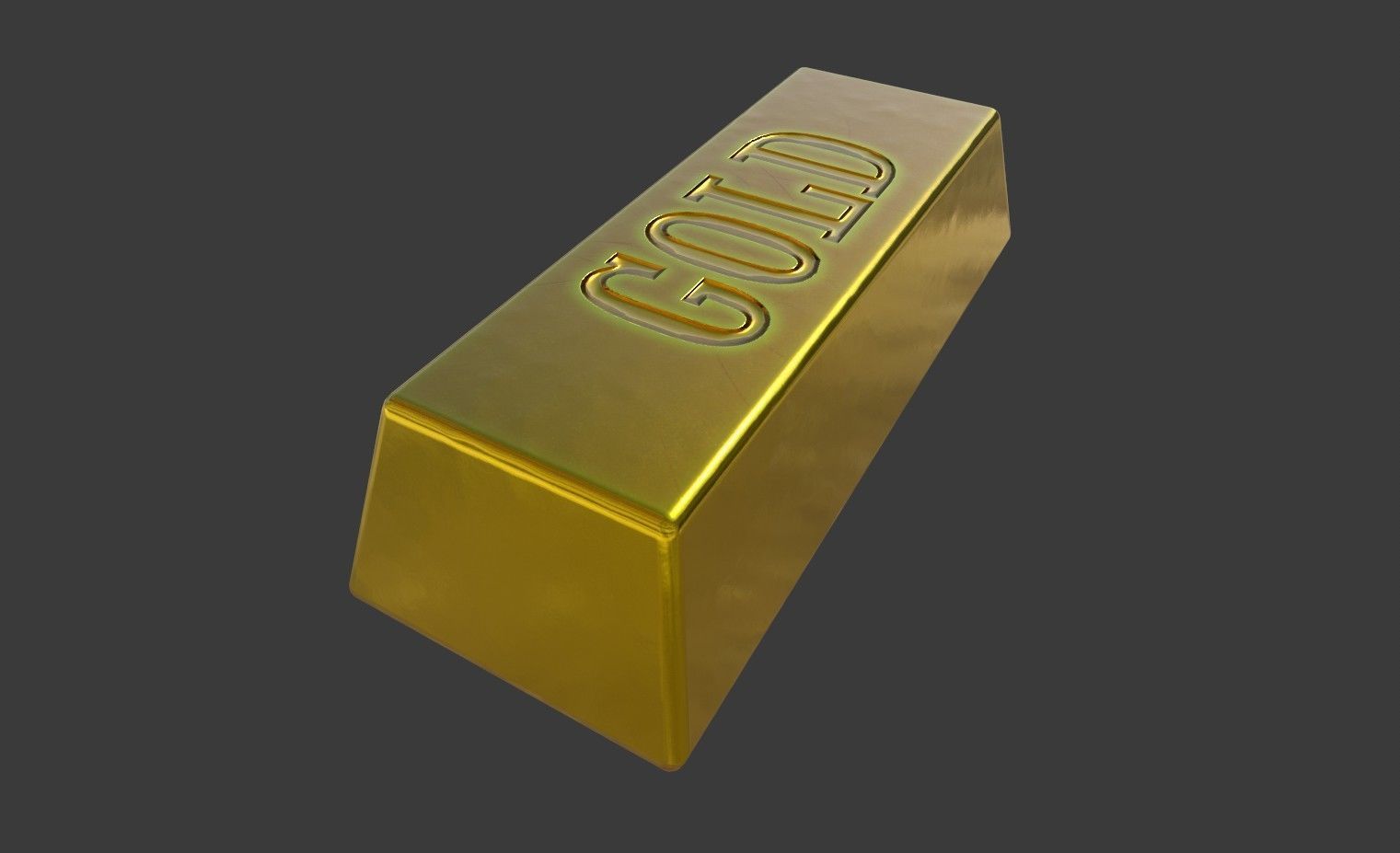 Gold Bar PBR game ready asset Low-poly 3D model_2