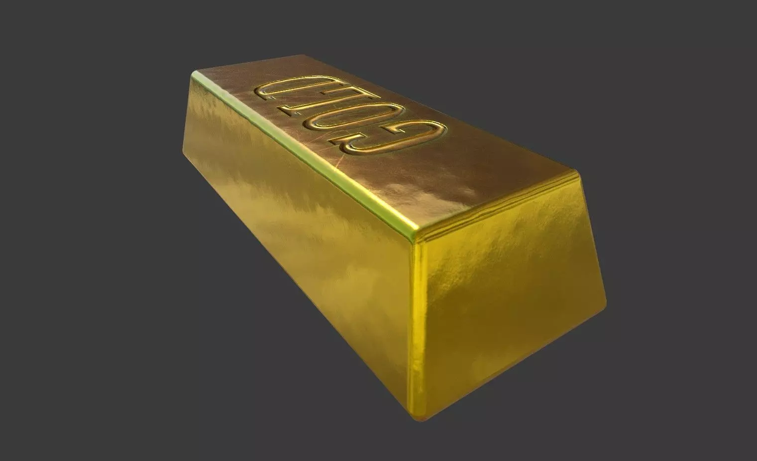 Gold Bar PBR game ready asset Low-poly 3D model_0
