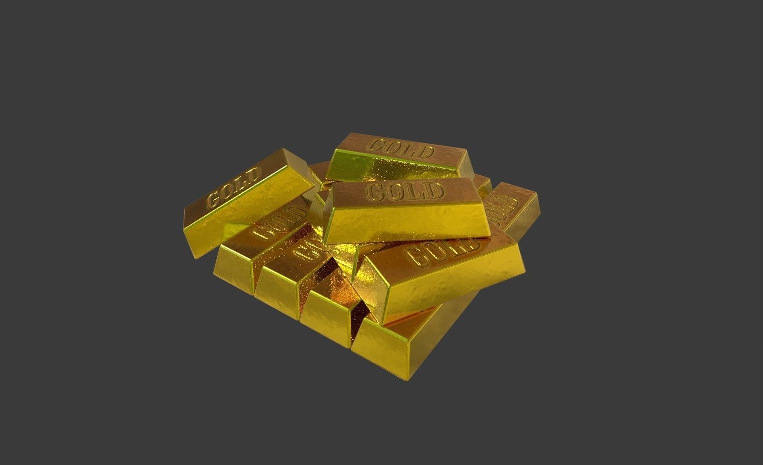 Gold Bar PBR game ready asset Low-poly 3D model_1