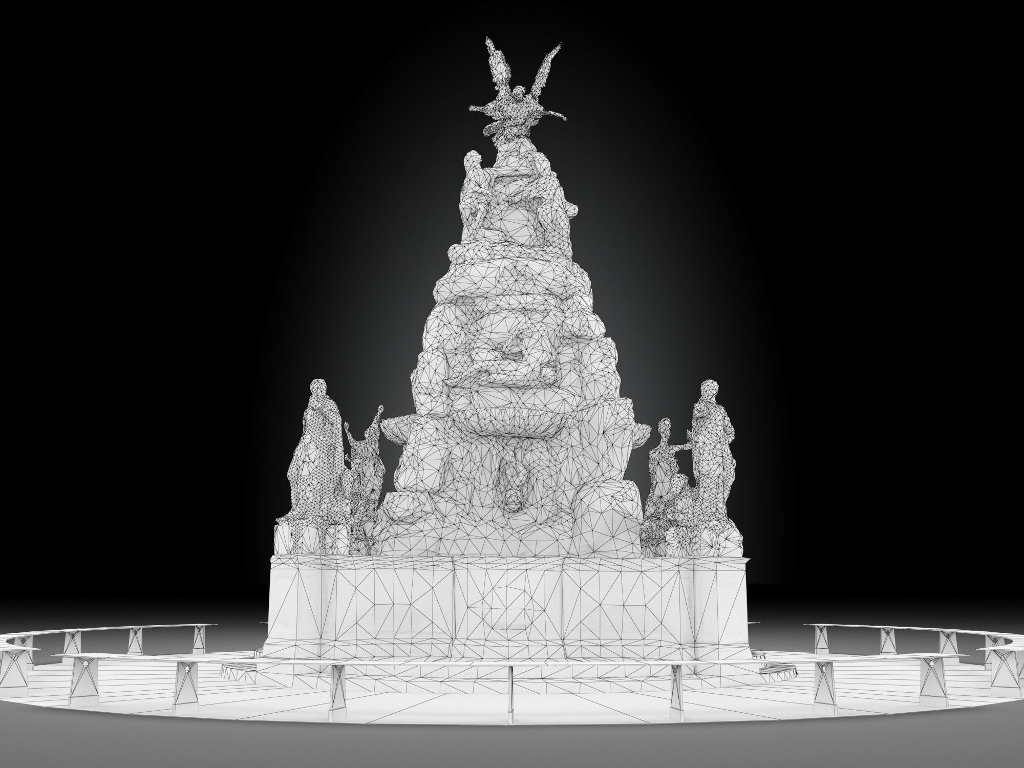  Fountain of the Four Continents Low-poly 3D model_15