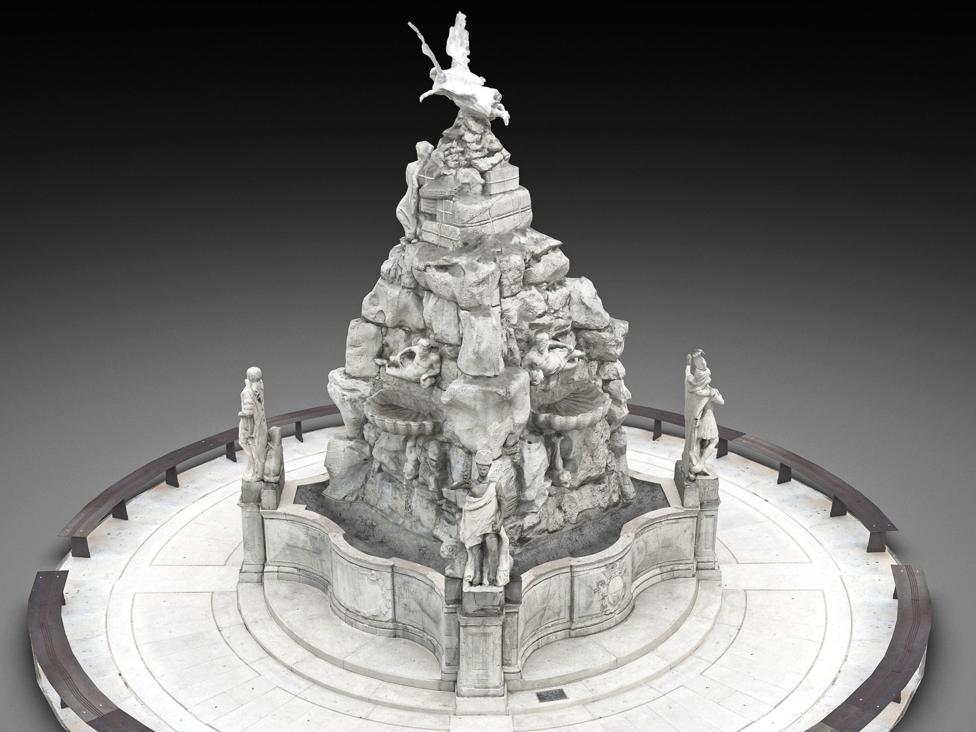  Fountain of the Four Continents Low-poly 3D model_6