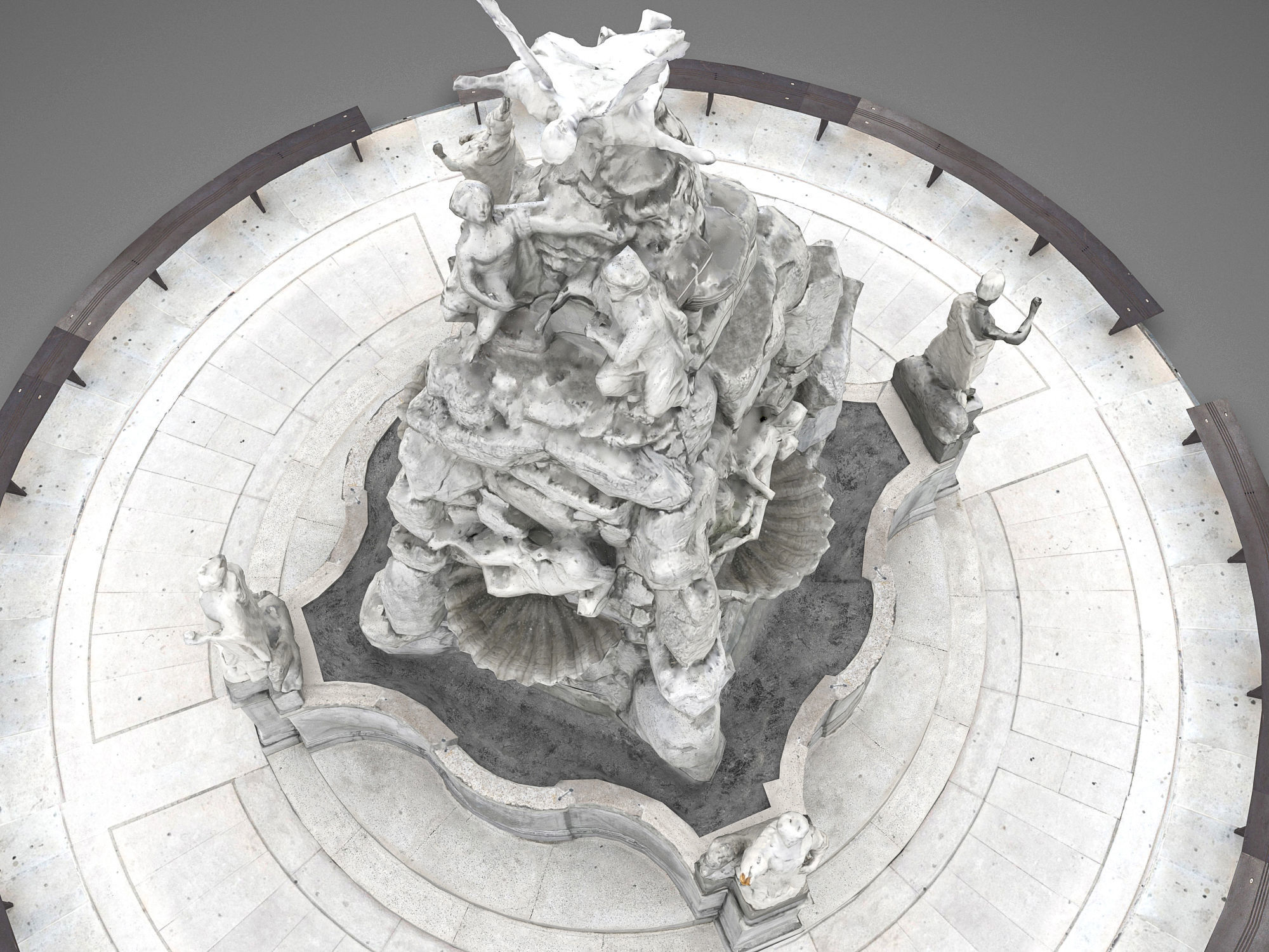  Fountain of the Four Continents Low-poly 3D model_14