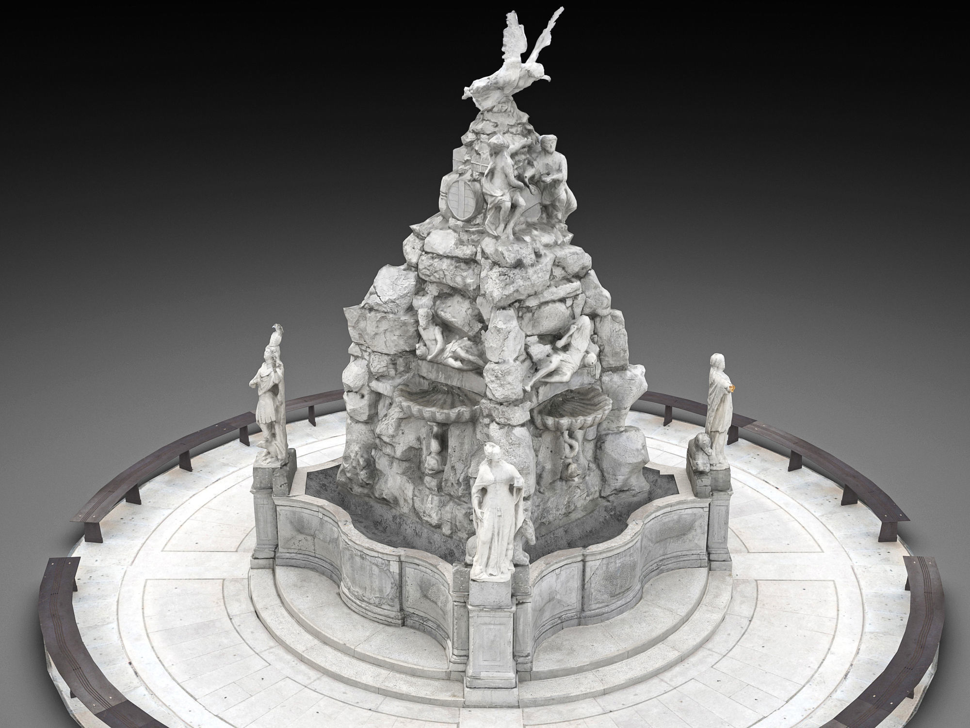  Fountain of the Four Continents Low-poly 3D model_4