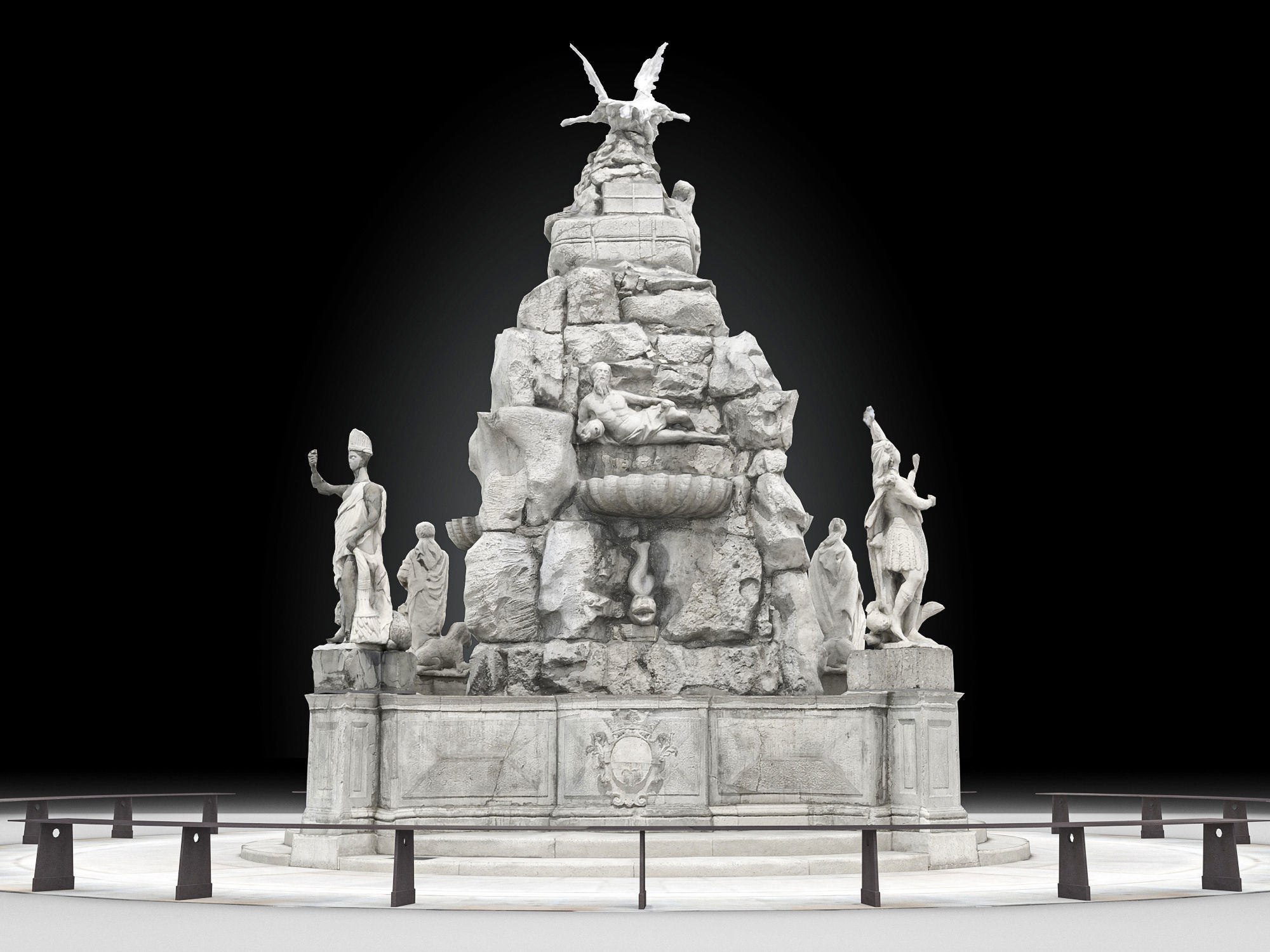  Fountain of the Four Continents Low-poly 3D model_2