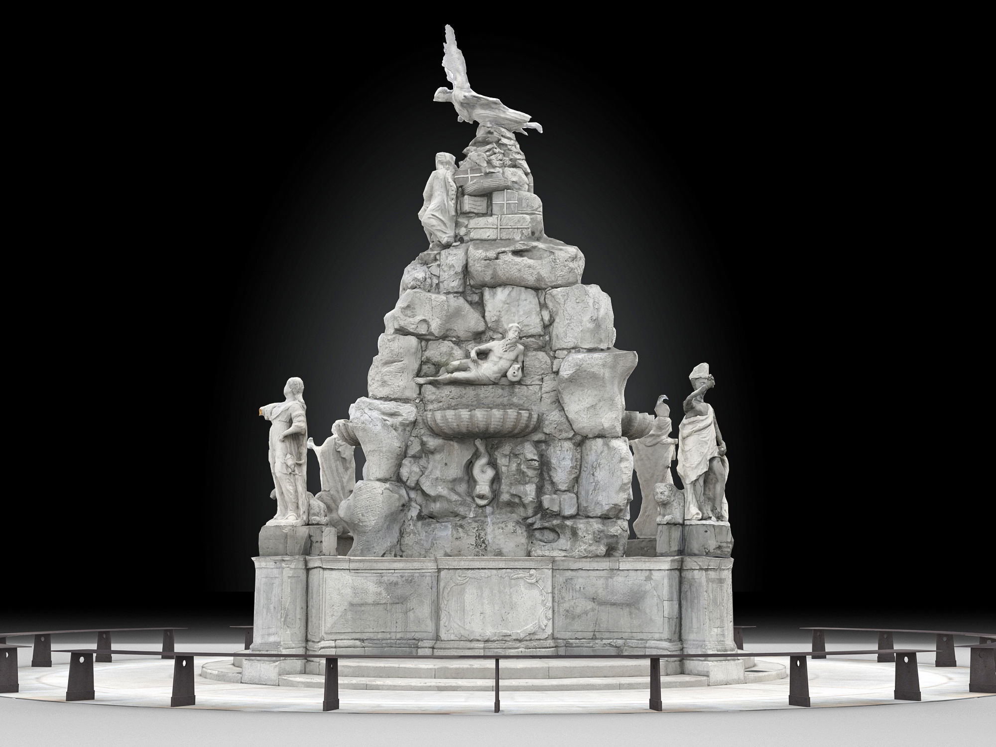  Fountain of the Four Continents Low-poly 3D model_1