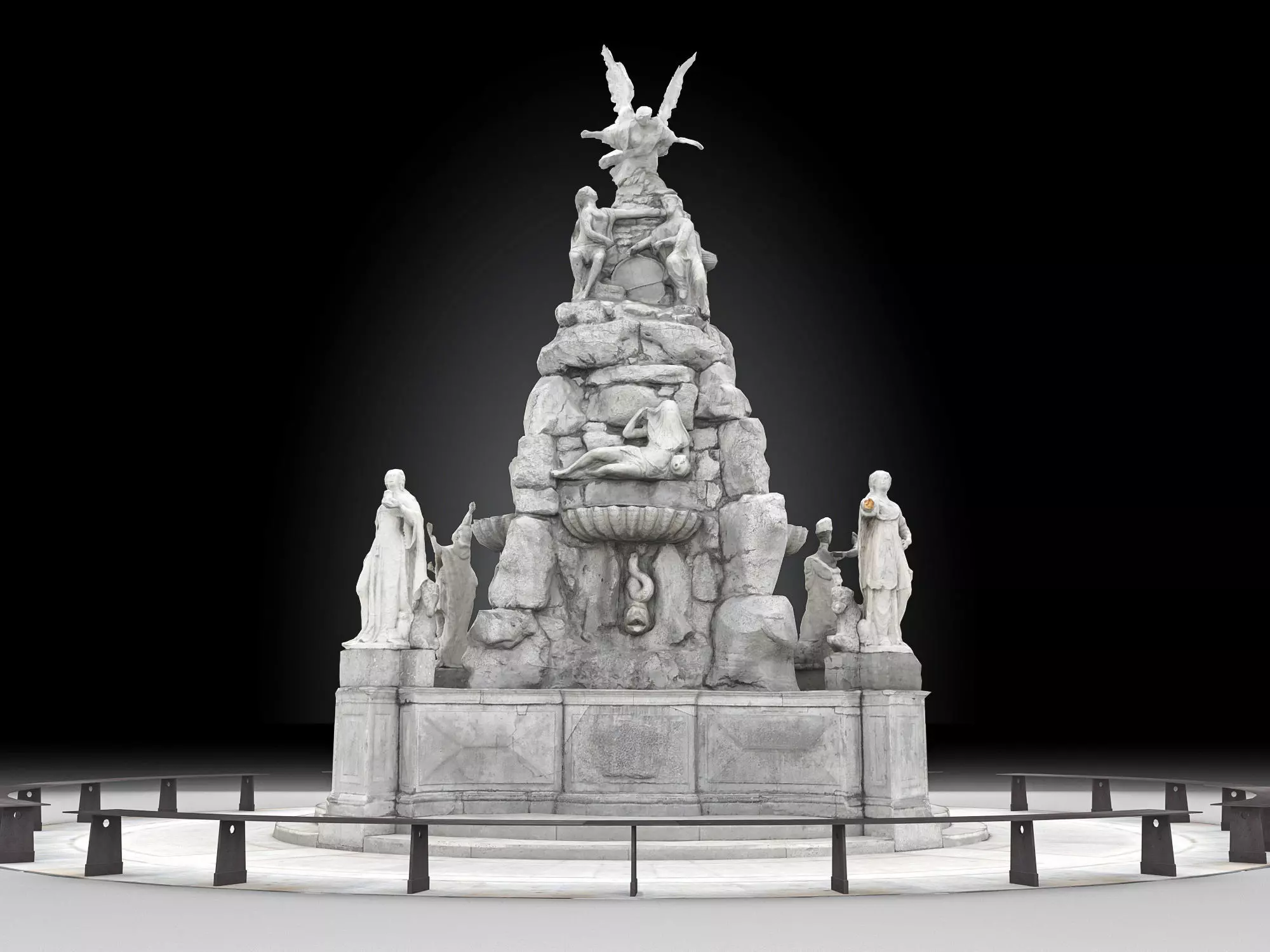  Fountain of the Four Continents Low-poly 3D model_0