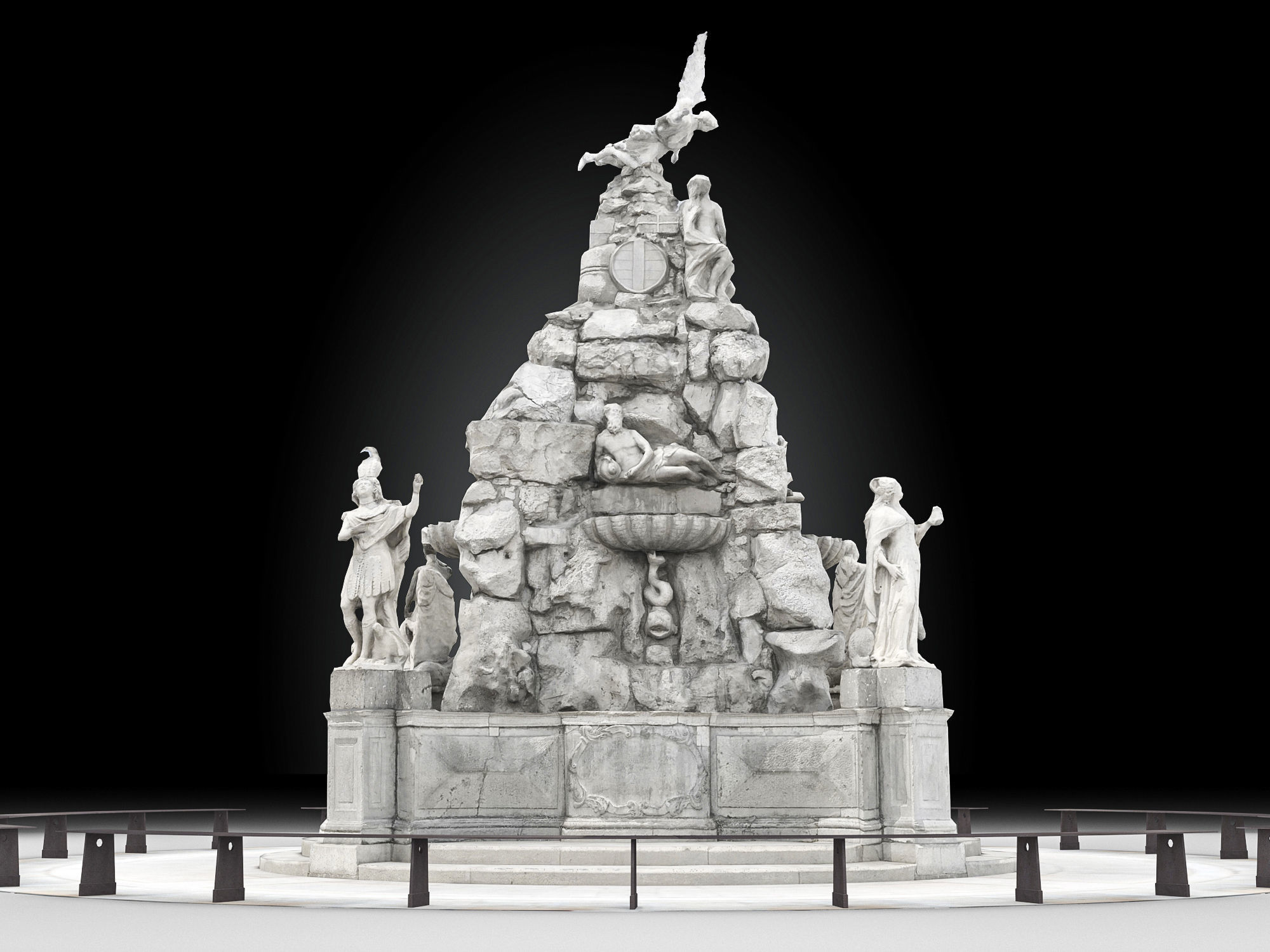  Fountain of the Four Continents Low-poly 3D model_3