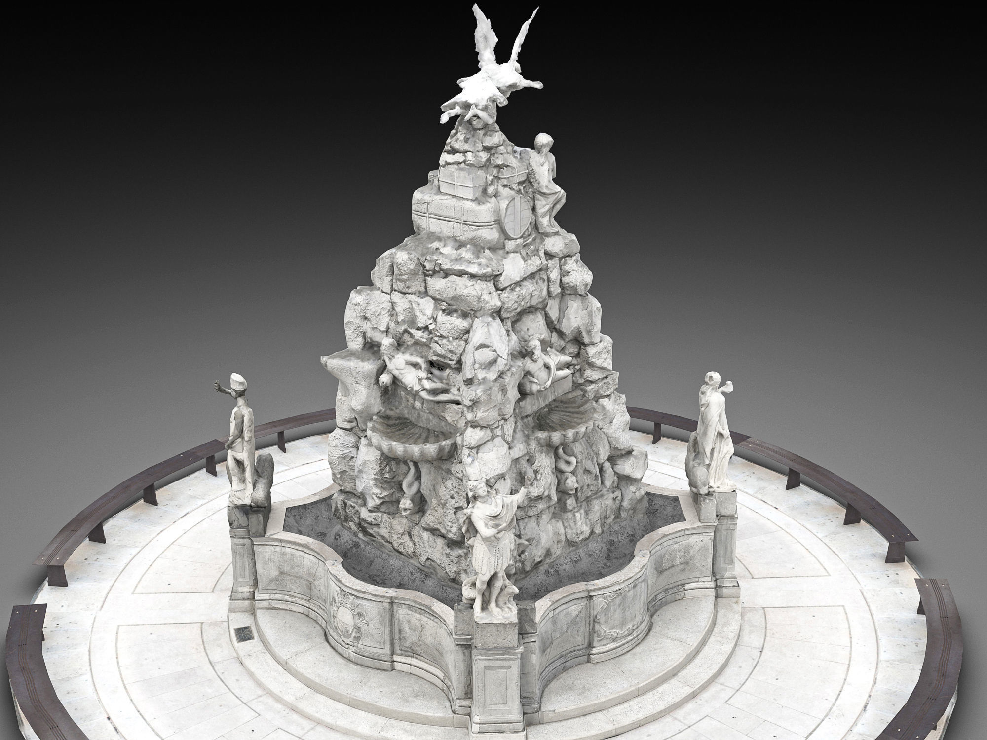  Fountain of the Four Continents Low-poly 3D model_7
