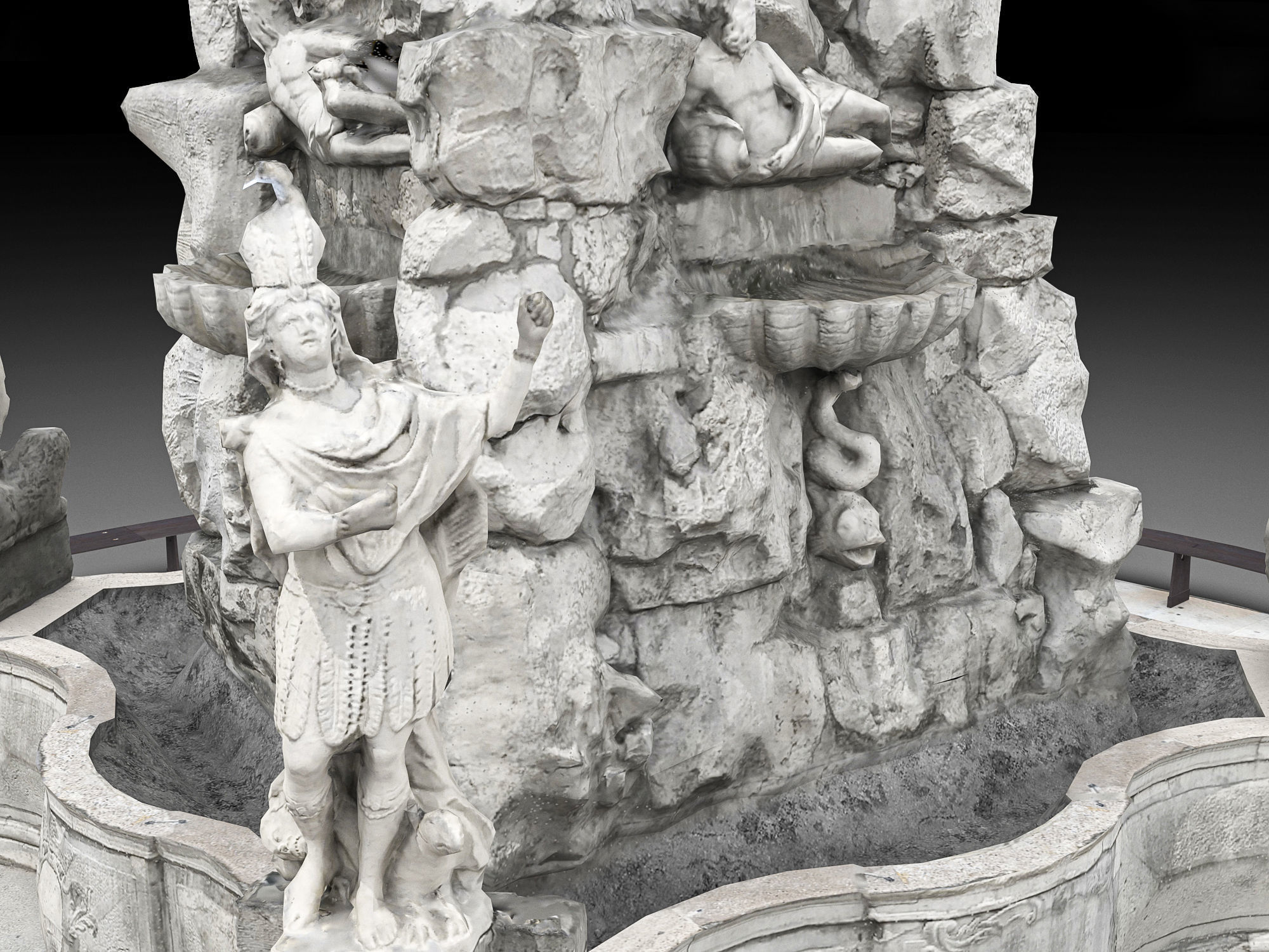  Fountain of the Four Continents Low-poly 3D model_12